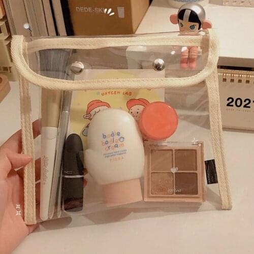 Transparent Pencil Case Trousse Scolaire School Supplies Office Stationery Kawaii Bag Large School Cases 3 Compartments Cute Box