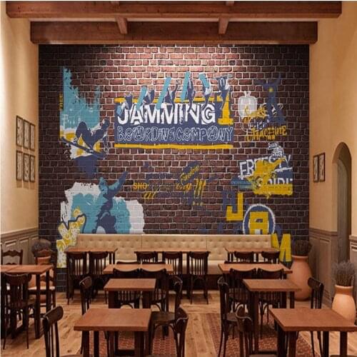 Drop Shipping Custom Wallpaper Retro Nostalgia Brick Wall Street Sports Background Mural Graffiti KTV Bar Restaurant Wallpaper