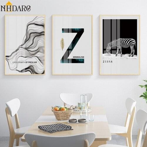 Nordic Modern Animal Zebra Abstract Quote Letter Z Posters and Prints Canvas Painting Wall Pictures for Living Room Home Decor
