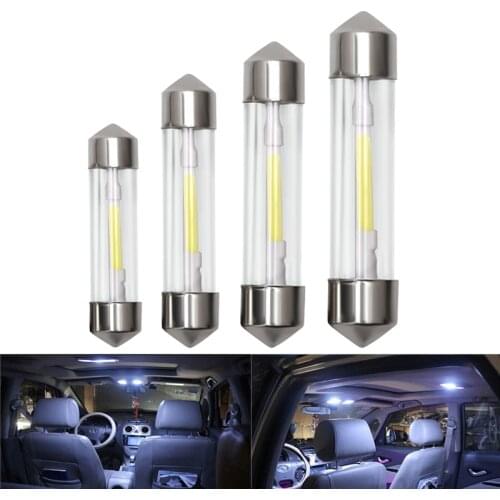 10PCS C5W COB Led Car Interior Bulbs 31mm 36mm 39mm 41mm Glass Lens Festoon Dome Reading Light Source 12V White Double Tip Lamp
