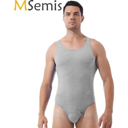 Men Ballet Leotard Deep U Neck Sleeveless Press Button at Crotch Vest Shirt Sportswear Jumpsuit Bodysuit for Fitness Workout Gym