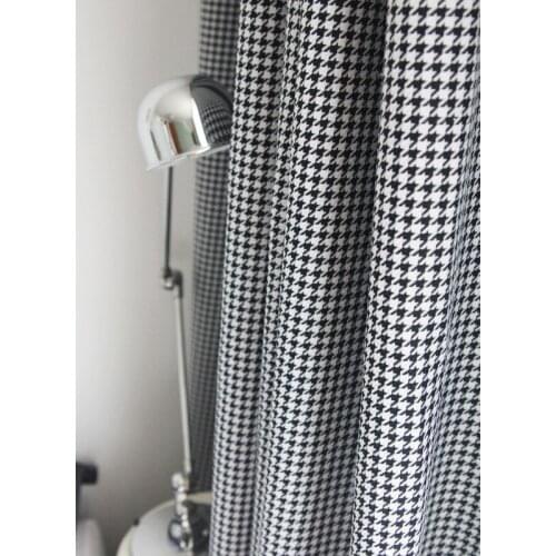 Houndstooth Pattern Ins Korean Nordic Simple Customization Curtains for Living Room Bedroom Balcony Floor-to-ceiling Windows