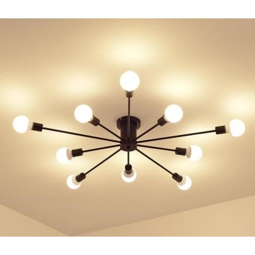 Vintage Iron Chandelier 6/8/10 Head Sockets Lighting For Bedroom Living Room Retro Spider Ceiling Lamp Light Fixture Lighting