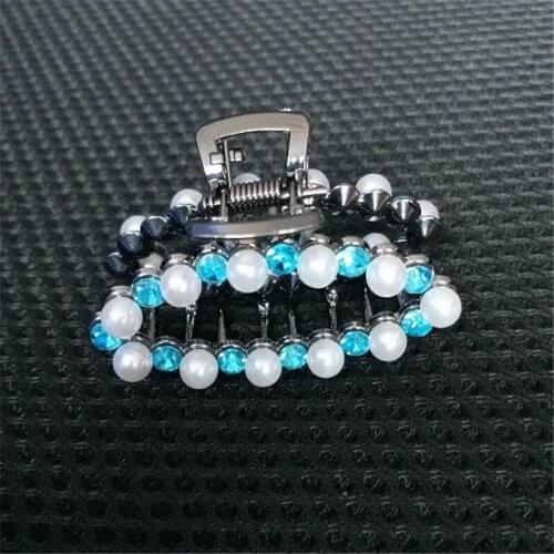 Charm Rhinestone Crystal Big Crab Clip Women Hairwear Trendy Geometric Hair Claws Ornaments Pearl Hair Clip Wedding Hair Jewelry