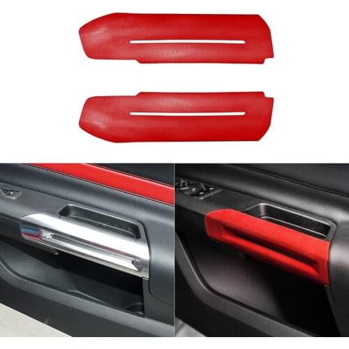 Suede Car Inner Door Handles Decoration Cover Trim Sticker Styling for Ford Mustang 2015 2016 2017 2018 2019 2020 Accessories