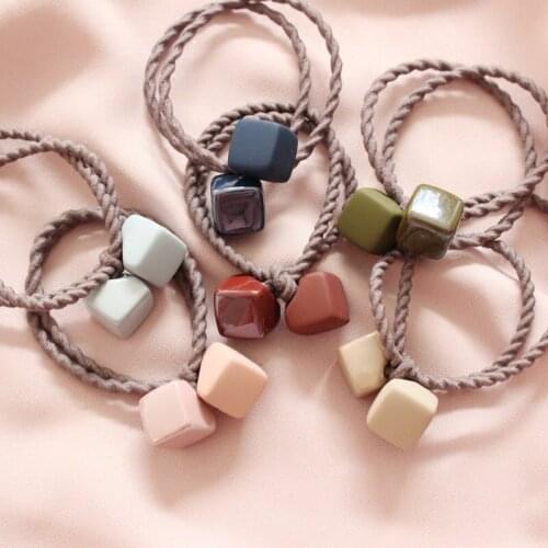 Women New Brand Sale Korean Style Frosted Square Cute Sweet Haird Rope Fashion Beauty Hair Accessories Hair Bands Rubber Girls