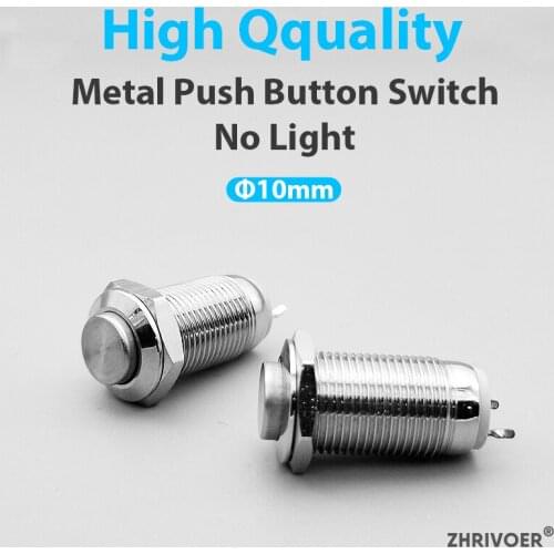 1Pcs 10mm Metal Push Button Switch Self-locking/Latching Self-reset/Momentary 2/3 Pin IP67 Flat Head/High Head 3A/250VAC