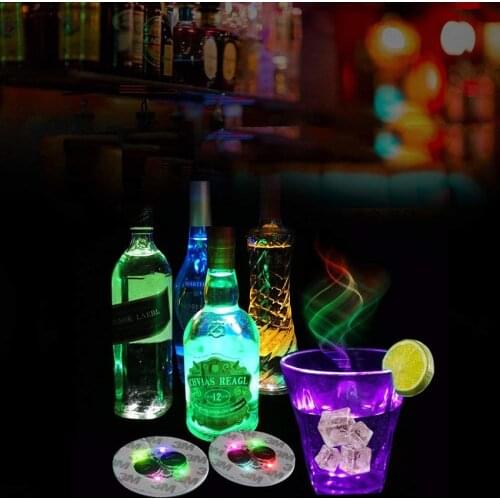 10Pcs/lot Bottle LED Light Stickers LED Wine Bottle Glorifier Light LED Coaster Cup Mat Party Bar Club Vase Christmas Decoration