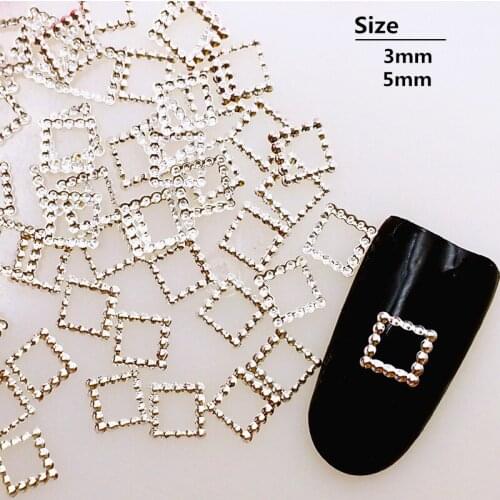 100pcs/bag New Japanese 3D Nail Art Deco Alloy Gold Silver Stud Rivet Kawaii Hollow Square DIY Nail Tools