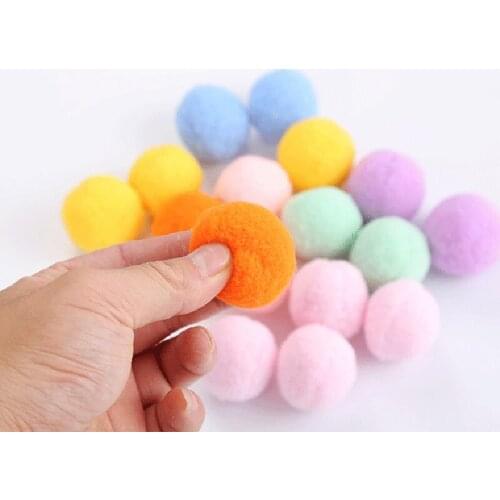 12PCS Random Color Colorful 3.5CM Pom Pom Cat Toy Interactive Colorful Soft Kitten Ball Toy Cat Plush Small Ball Training Toys