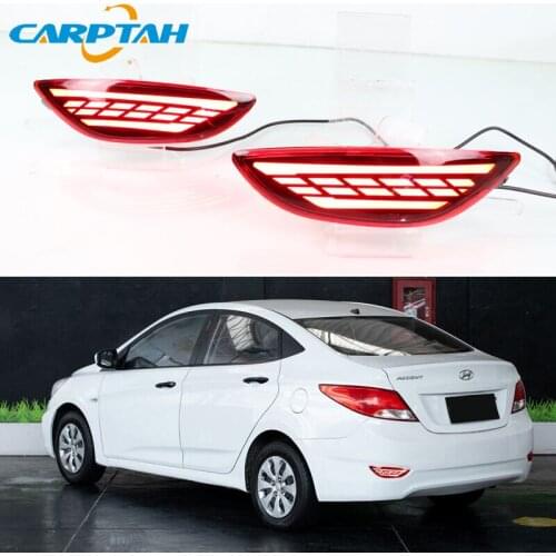 2PCS For Hyundai Accent 2012 - 2016 Sedan LED Rear Fog Lamp Car LED Bumper Light Brake Light Turn Signal Indicator Reflector