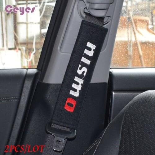 2pcs Embroidery for NISMO emblem Car cotton style seat belt cover shoulder pad for nissan gtr qashqai j11 j10 accessories