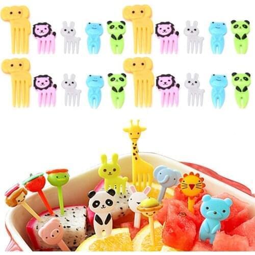 20pcs Food Fruit Fork Cake Dessert Forks Child Animals Mini Cartoon Toothpick Bento Lunch for Cocktail Party Supplies