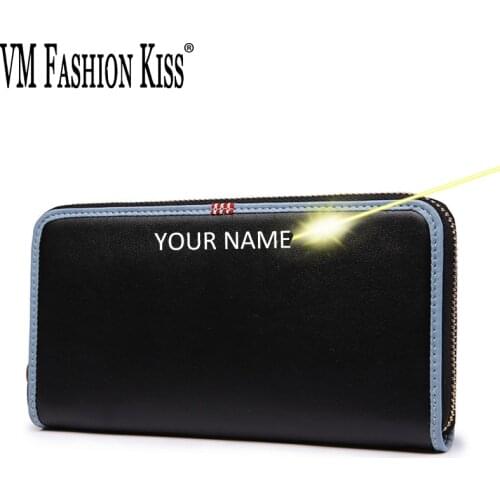 2021 Color Matching Long Style Lettering Wallet Unisex Zipper Mobile Wallet Coin Pocket Passport Bag For Men Card Holder Wallet
