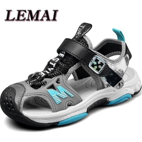 2021 Children Boys Sandals High qualtiy Leather Cut-outs Child Summer Big Boy Sandalias Childrens Shoes Kids Canvas Rain Flats