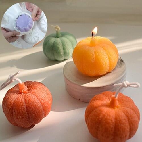 Halloween 3D Mini Pumpkin Shaped Candle Molds for Diy Handmade Soap Clay Chocolate Biscuit Resin Mould Home Decoration Handcraft