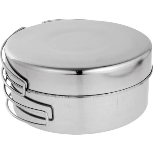 4 in 1 Stainless Steel Backpacking Camping Cookware Picnic Camp Cooking Cook Set for Hiking