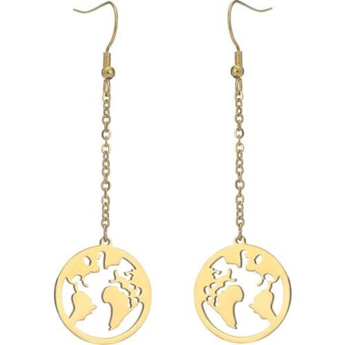 European and American earrings stainless steel accessories hook map earrings