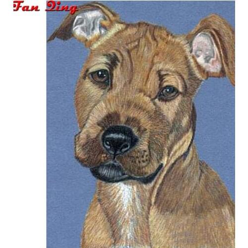 Diy diamond painting american pit bull terrier puppy cross stitch mosaics Full round square diamond embroidery rhinestone decor