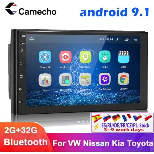 Camecho 2 din Android 9.1 Car radio Multimedia Video Player GPS Navigation Autoradio 2din Stereo 7" Universal Video MP5 Player