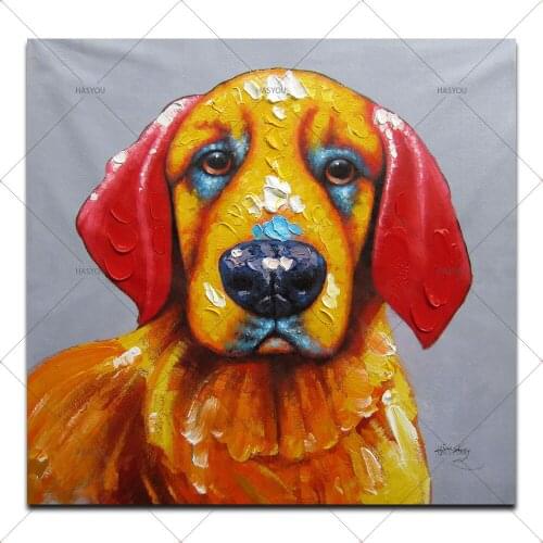 Free Shipping picture Modern Abstract Dog Oil paintings 100%Handpainted on Canvas Oil Painting Long-eared dog No Framed Art Deco