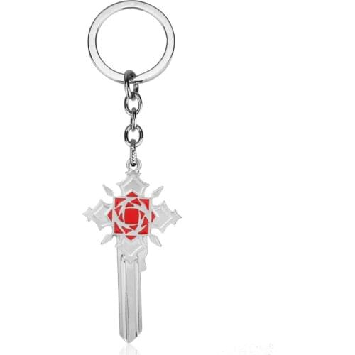Anime Vampire Knight Keyring Keychain Zeros Tattoo Metal Key Chains Rose Key Ring Charm Pendant Key Holder For Men Women Gifts