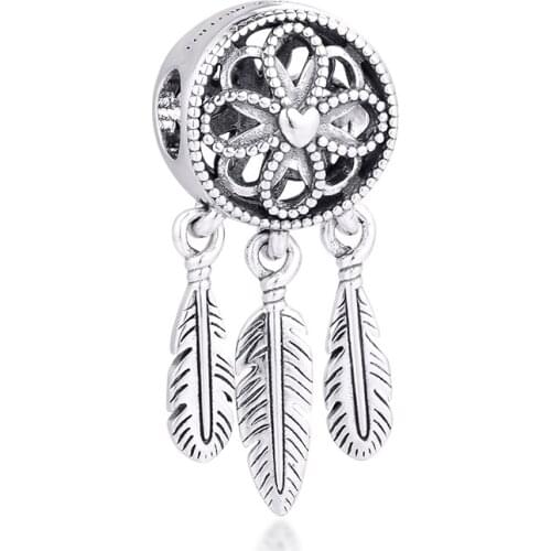 Fits for Pandora Charms Bracelets Spiritual Dream catcher Dangle Beads 100% 925 Sterling Silver Jewelry Free Shipping