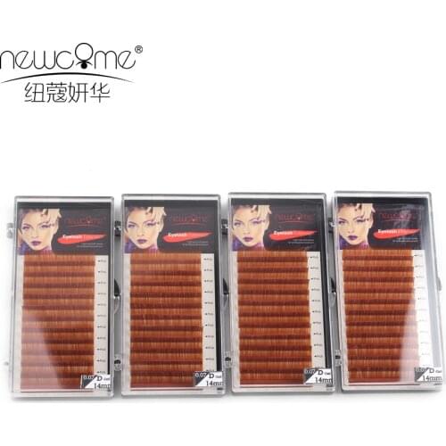 C/D Brown Eyelash Extension Handmade Synthetic Hair Lashes Natural Long Korea Silk Volume Eyelashes