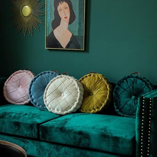 European Style Round Solid Cylinder Grey Blue Pink Beige Green Seat Cushion Velvet Fabric Back Cushion Sofa Pillow Bed Pillow