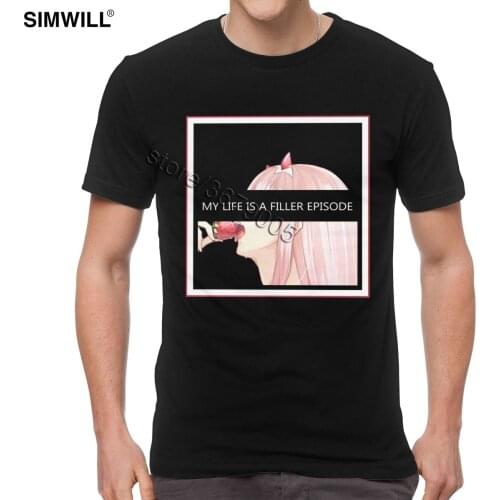 Fashion Anime Darling In The Franxx Tshirt Men Summer Pure Cotton T Shirts Round Neck Short Sleeved Zero Two Tees