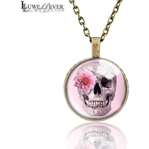 Geometric Pink Necklace 700 25mm Bronze 30mm Wood Rhinestone Double-sided Moon Round Glass Pendant For Women Gift