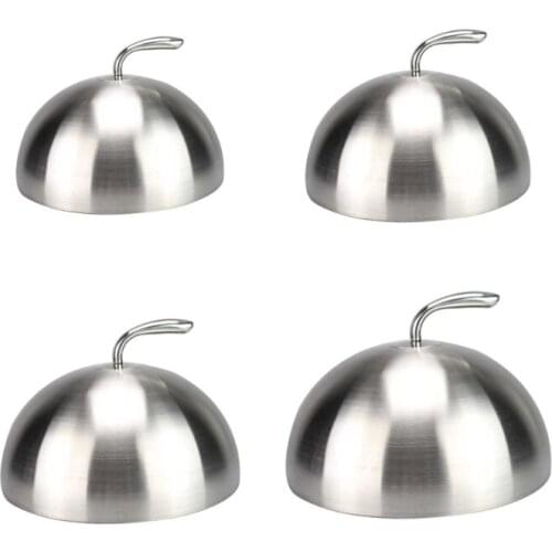 H55A 20/24/26/28cm Stainless Steel Steak Cover Teppanyaki Dome Dish Lid Home Round Oil Proof Meal Food Cover Kitchen Cooking