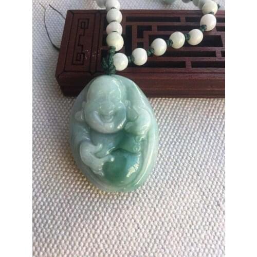 Natural 7A real green Jade pendant hand-carved jade Buddha pendant jade necklace