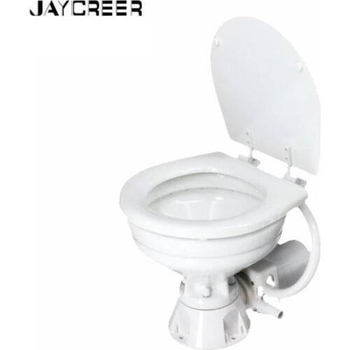 JayCreer RV Boat Marine Electric Motor Flush Toilet 12V/24V/Manual For RV Boat Sail Home
