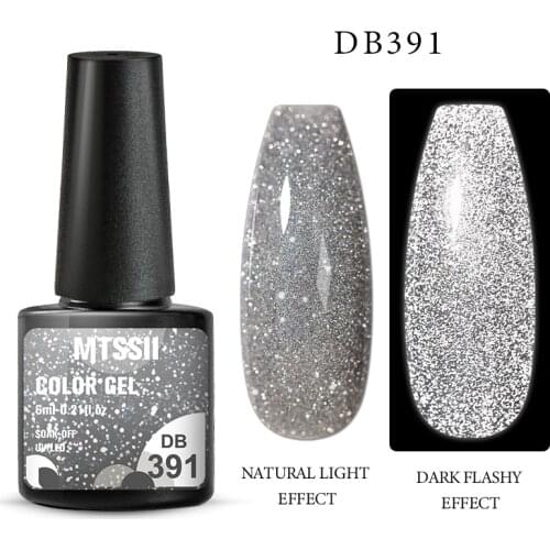 Mtssii Reflective Glitter Gel Nail Polish 6ml Sparkling Auroras UV LED Nail Gel Nail Art Varnishes Semi Permanent Top Base Coat