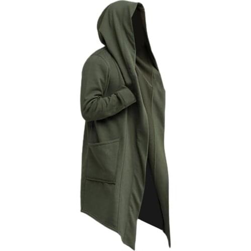 Men Jacket Coat Oversize Hooded Cotton Blend Solid Color Cardigan Trench Coat Fashion Hoodie Mens Trench Coat Warm Hooded 3XL