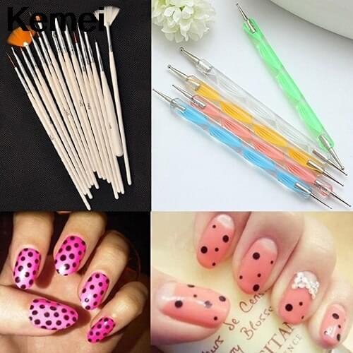 20pcs a set Nail Art Design Set Dotting Painting Drawing Polish Brush Pen Tools Nail Polish Art Brush