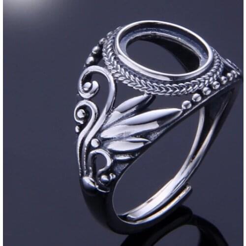 8*10mm 925 STERLING SILVER women MEN Semi Mount Bases Blanks base blank Pad VINTAGE ring rings Setting set jewelry diy A1287