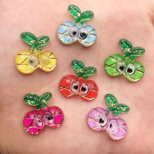 50pcs Mix Resin 3D Colorful Lovely Cherry Flatback Rhinestone Appliques DIY Wedding Scrapbook Craft SF602