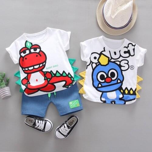 New Summer Toddler Baby Boy Girls Clothing Cotton Cartoon Cool Kid T-Shirt+Shorts 2pc/Set Infant Childrens Kids Outfits Clothes