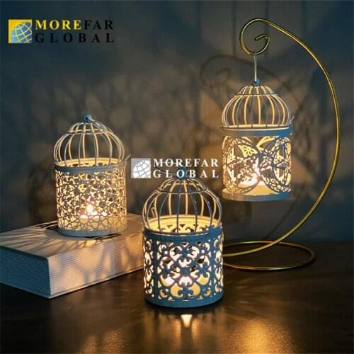 New Metal Iiron Ramadan Ornaments Eid Mubarak Muslim Festival Candle Holders Crafts Gifts For Home Wedding Party Decoration