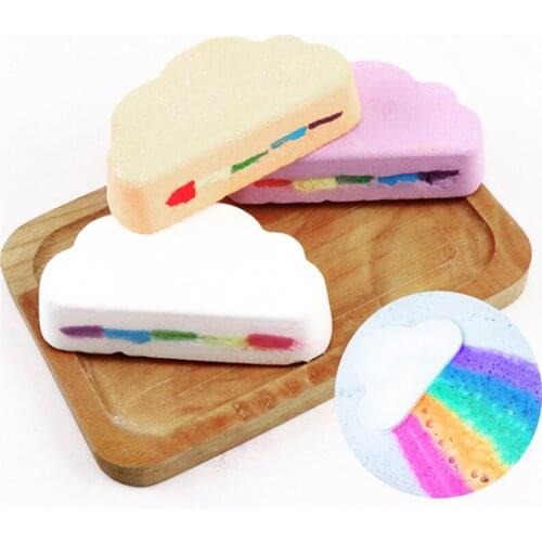 Natural Skin Care Cloud Rainbow Bath Salt Ball Dropshipping Exfoliating Bombs Moisturizing Bubble Bath