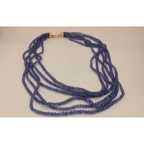PERFECT ORIGINAL NATURAL 18K GOLD AND TANZANITE AMAZING STRONG NECKLASE