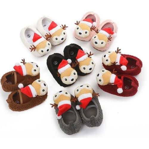 First Walkers Baby Boy Girl Christmas Deer Shoes Anti-Slip Casual Walking Cute Soft Soled Toddler