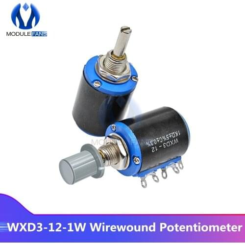 Wirewound Potentiometer Resistance WXD3-12-1W 100R 200R 470R 1K 2.2K 4.7K 10K 22K 47K Ohm Multi Turn Rotary Potentiometer Knob
