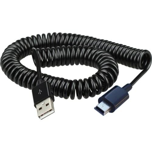 Spring Coiled MINI USB 5Pin To USB 2.0 Male Data&Sync Charging Cable 2M