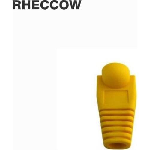 RHECCOW 200pcs/lot RJ45 RJ-45 Yellow Plug Cap Boot Cat5 Cat5e Cat6 Network Connector RJ 45 Ethernet Cable Protective Sleeve