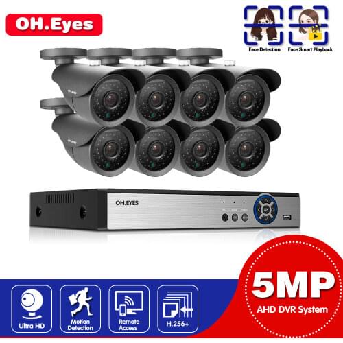 H.265 8CH DVR Kit Home Security Surveillance Alarm System 5MP 8CH CCTV Outdoor Waterpfoof AHD Camera WIFI Motion Face Detection