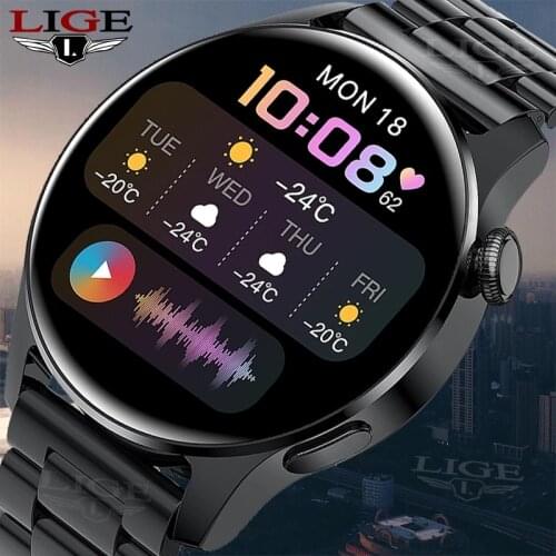 LIGE New Smartwatch Men Full Touch Screen Sport Fitness Watch Dial Call Heart Rate Monitor For Android ios Smart Watch relogio
