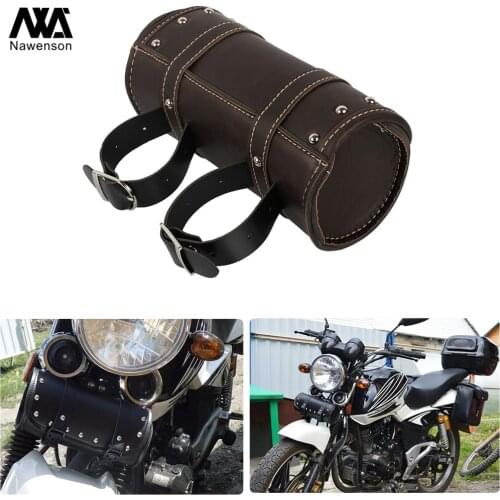 PU Synthetic Leather Motorcycle Tool Roll Bag Rear Retro Round Pouch Handlebar Bag for Custom Bike for Cruiser for Cafe Racer